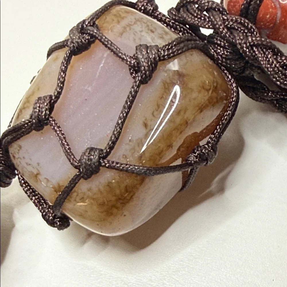 Bohemian Multicolor netted Gemstone Beaded Bracelet big rocks suncatcher